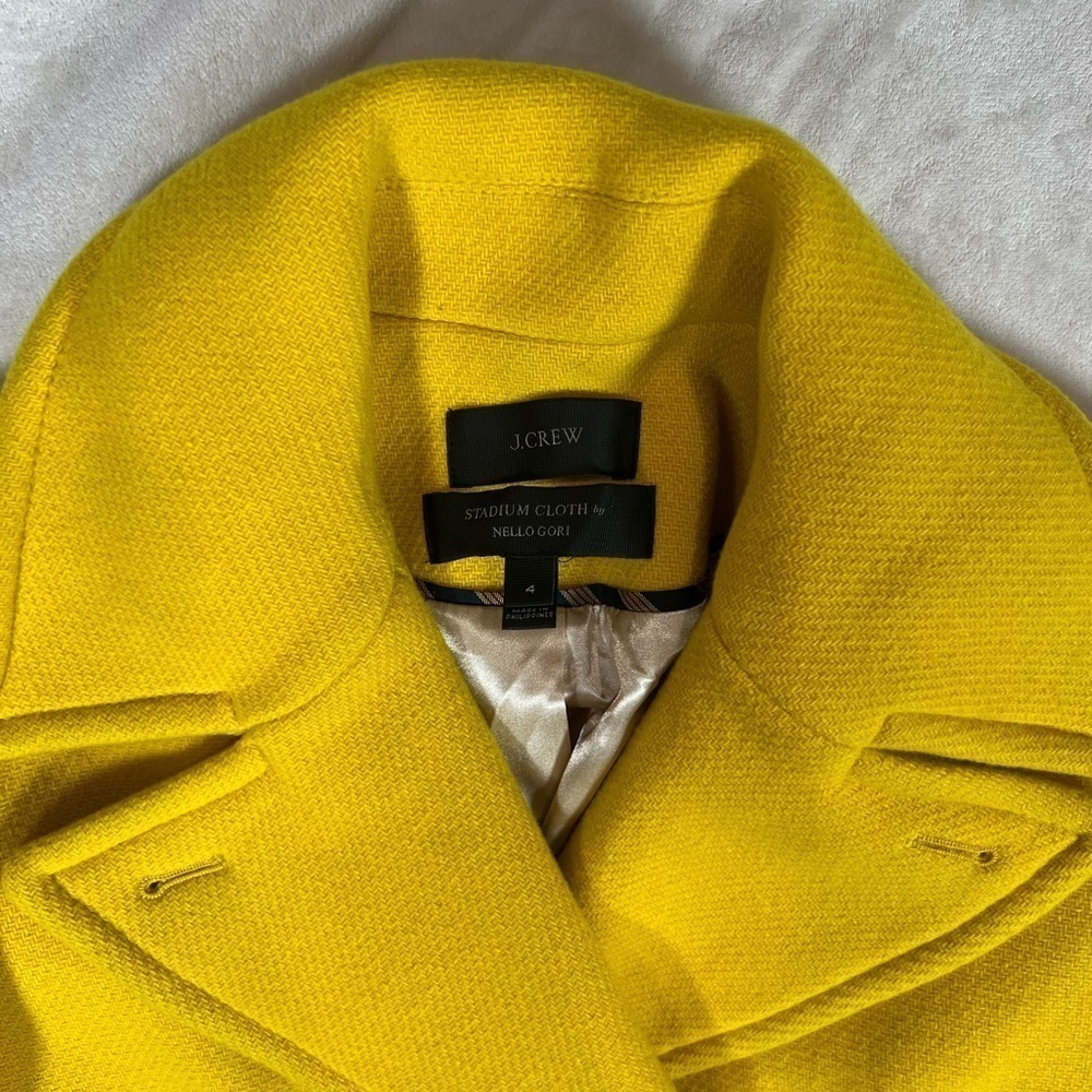 J. Crew Size 4 Stadium Cloth Nello Gori Yellow Majesty Wool Pea Coat Jacket EUC - Picture 4 of 13
